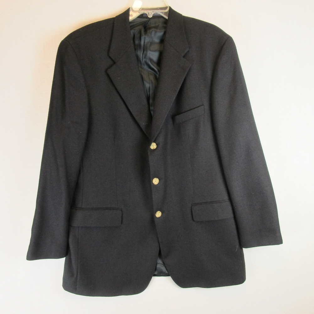 Ralph Lauren Black Silk Wool Suit Jacket Size 44T CA-01129